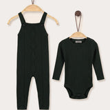 Knitted overall with a bodysuit - green