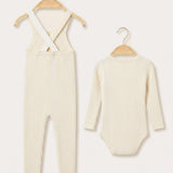 Knitted overall combined with beige bodysuit