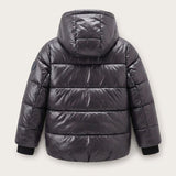 Puffy girls' coat - brown