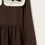 Nylon dress with knitted collar - brown