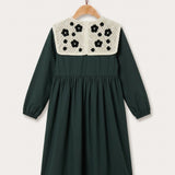 Nylon dress with knitted collar - green