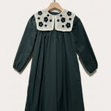 Nylon dress with knitted collar - green