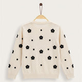 Knitted cardigan with flowers - black