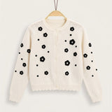 Knitted cardigan with flowers - black