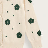 Knitted cardigan with flowers - Green