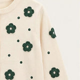 Knitted cardigan with flowers - Green
