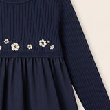 Nylon dress combined with knit - blue
