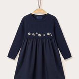 Nylon dress combined with knit - blue