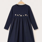Nylon dress combined with knit - blue