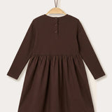 Nylon dress with knit details - brown