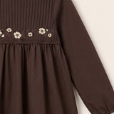 Nylon dress with knit details - brown