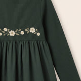 Nylon dress with knit details - green
