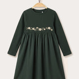 Nylon dress with knit details - green