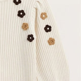Sweater with floral embroidery - brown