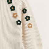 Sweater with floral embroidery - green