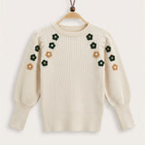 Sweater with floral embroidery - green