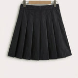 Pleated nylon skirt - black
