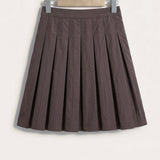 Pleated Nylon Skirt - Brown