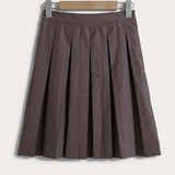 Pleated Nylon Skirt - Brown