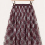 Checked Tulle Skirt - bordo long
