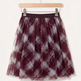 Checked tulle skirt - beige