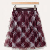 Checked tulle skirt - beige
