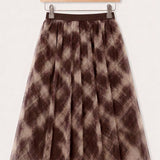 Checked tulle skirt - brown long