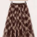 Checked tulle skirt - brown long