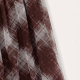 Checked tulle skirt - brown