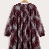 Checkered Tulle Dress - Beige