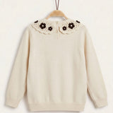 Sweater with flower collar - brown