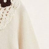 Sweater with flower collar - brown