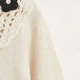 Sweater with a floral collar - green