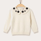 Sweater with floral collar - black