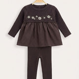 Nylon and Crochet Baby Set - Brown