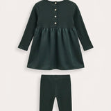 Nylon baby set with knitting - green