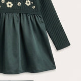Nylon baby set with knitting - green