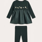 Nylon baby set with knitting - green