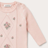 Knitted babygrow with embroidery - Orange