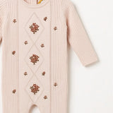Knitted babygrow with embroidery - Orange