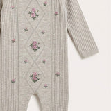 Knitted babygrow with embroidery - Beige