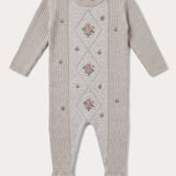 Knitted babygrow with embroidery - Beige