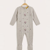 Knitted babygrow with embroidery - Beige