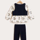 Set with sheepskin vest - blue