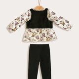 Set with sheepskin vest - green