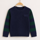 Striped sleeve sweater - Denim
