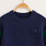 Striped sleeve sweater - Denim