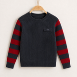 Striped Sleeve Sweater - Gray
