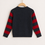 Striped Sleeve Sweater - Gray