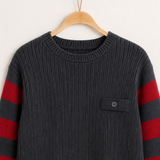 Striped Sleeve Sweater - Gray